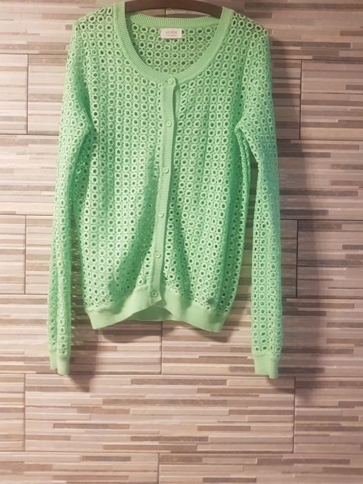 Sweter na guziki azurkowy kardigan do sukienki mieta  Numph r m