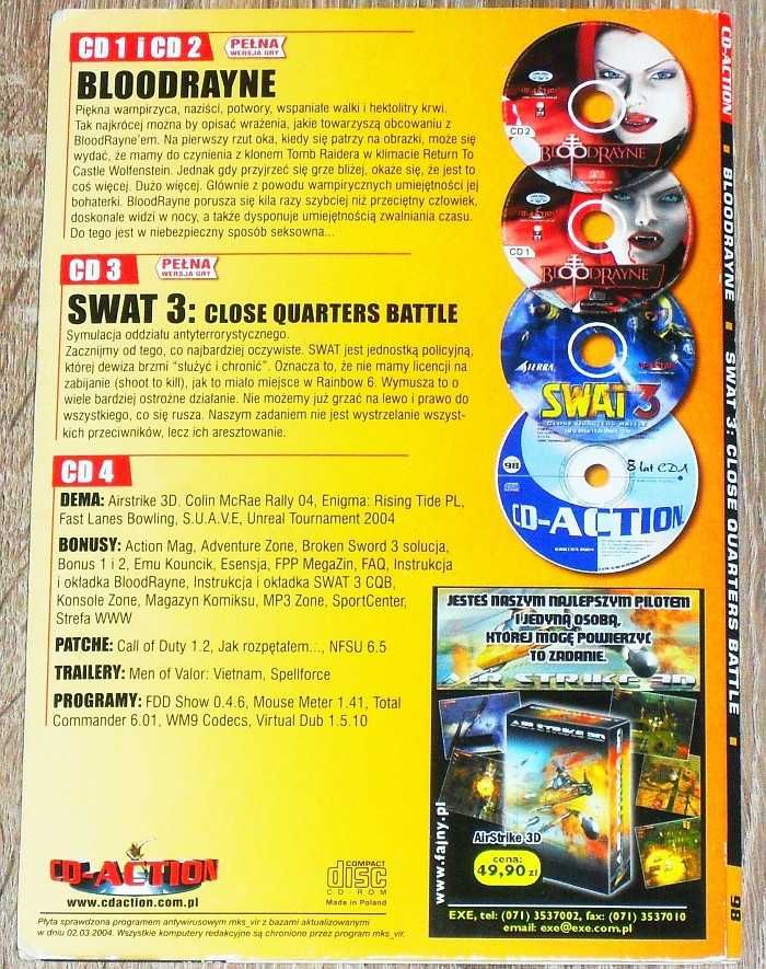 Gra Bloodrayne, bonusy, patche, programy, wydanie CD-ACTION 3 CD
