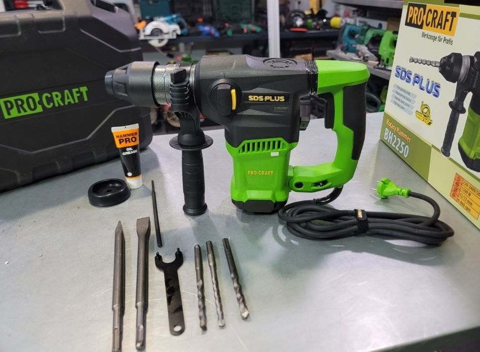 6Дж 1500Вт Перфоратор ProCraft 2250 Гарантия 36мес Набор буров Зубил