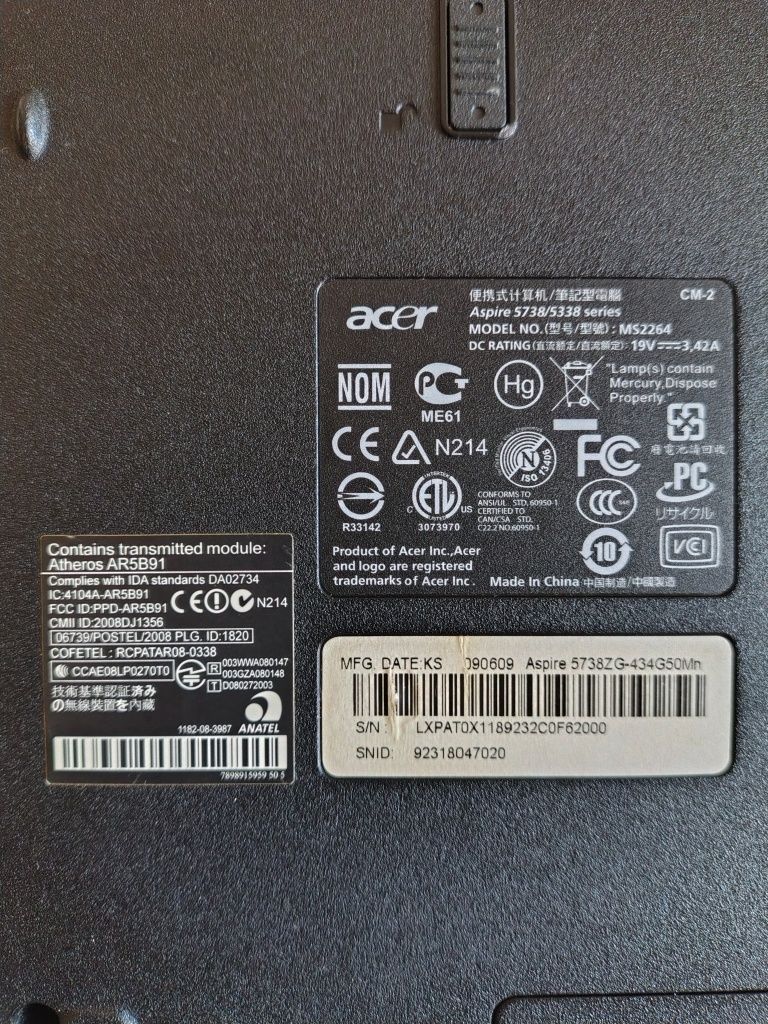 Portátil Acer - Para Peças