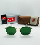Солнцезащитные круглые очки Ray Ban Round Metal 3447 Green 54мм стекло
