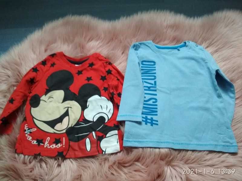 Dwie bluzeczki, bluzeczka, koszulka długi rękaw, 5.10.15, Disney, r 74