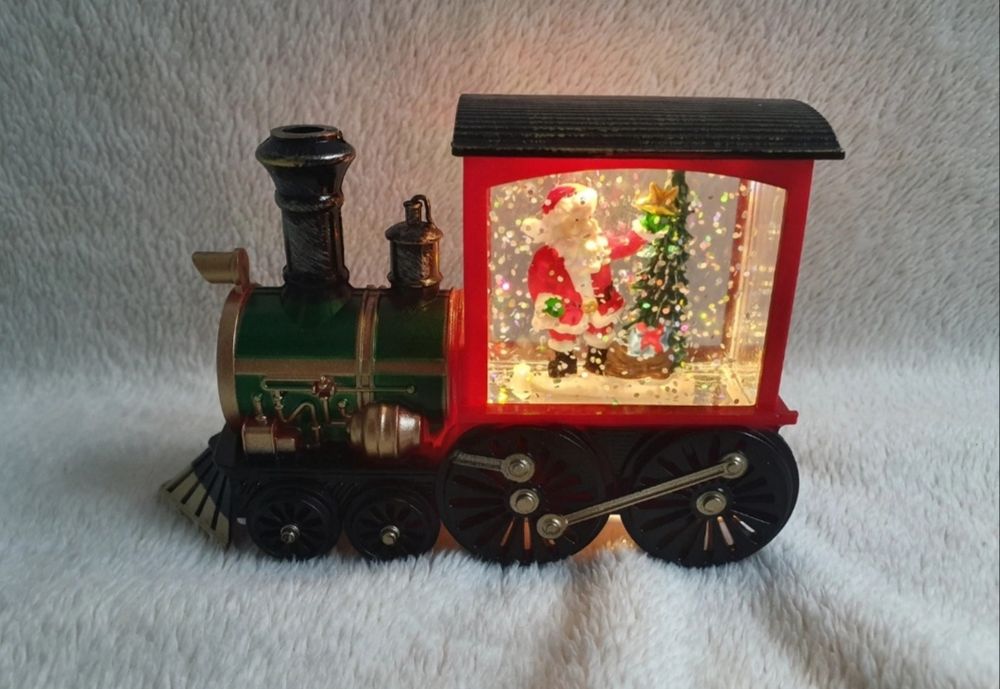 ozdoba świąteczna led świecąca ciuchcia lokomotywa pociąg mikołaj kula