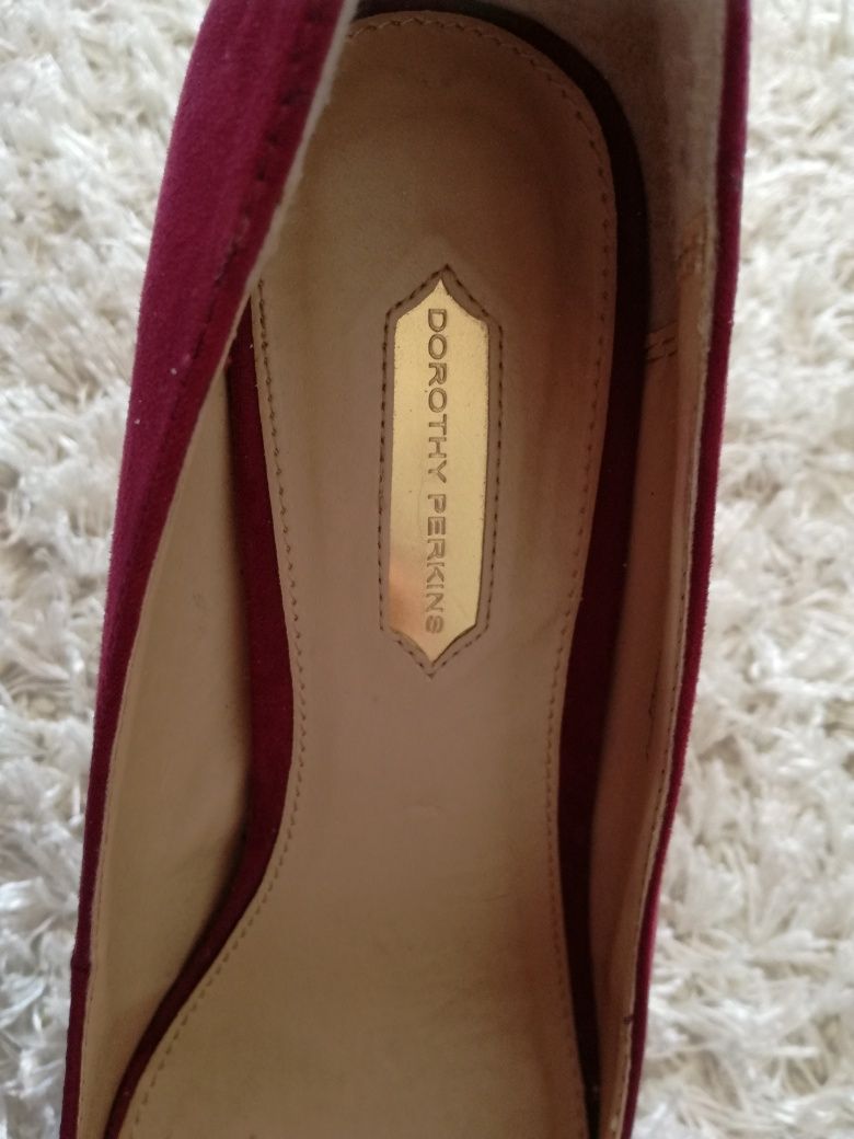 Śliczne bordowe szpilki, czółenka Dorothy Perkins, rozmiar 38
