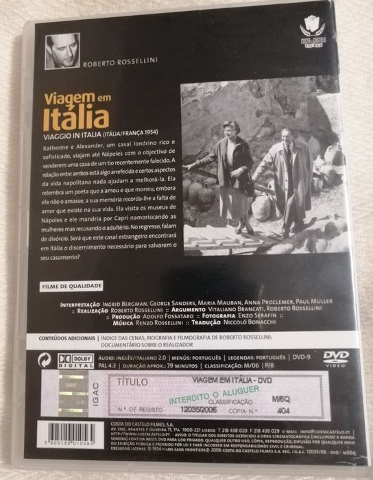 Viagem a Itália, de Roberto Rossellini - dvd