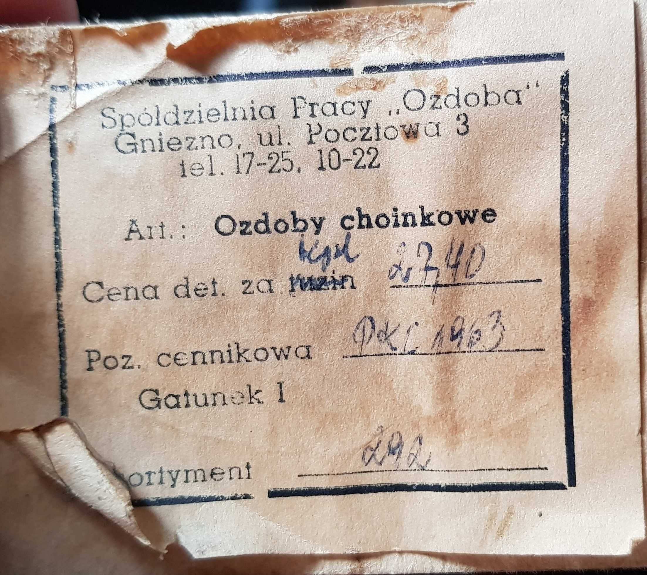 Zestaw polskich bombek choinkowych, lata 60.