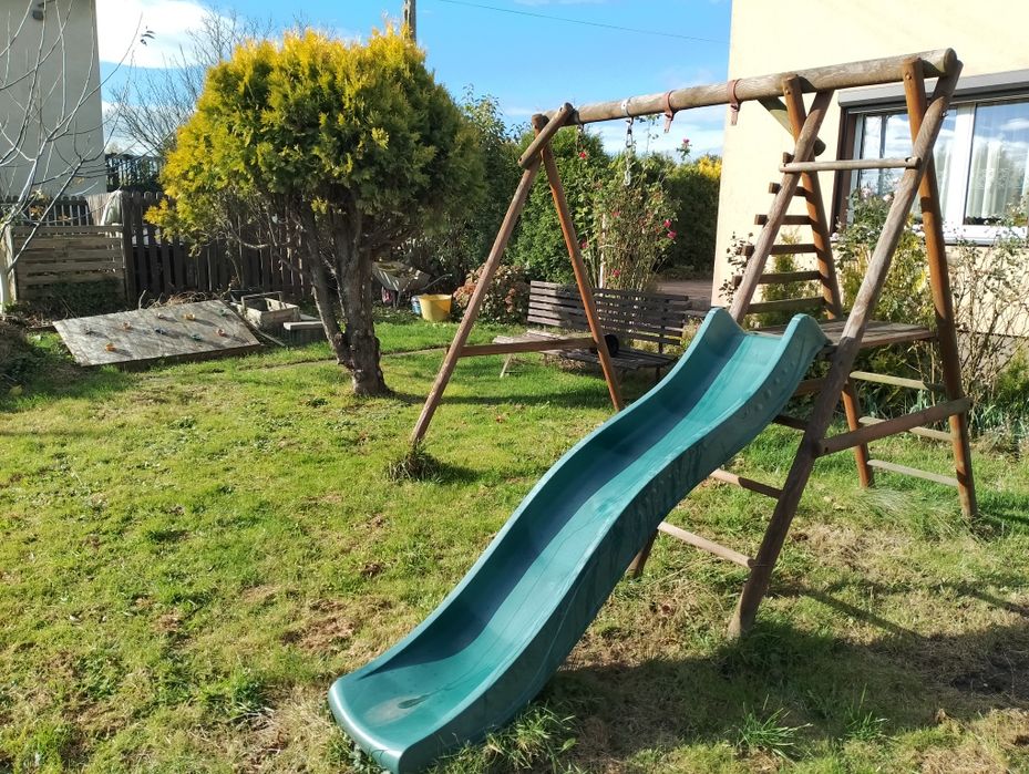 Podwójna huśtawka ogrodowa+zjeżdżalnia