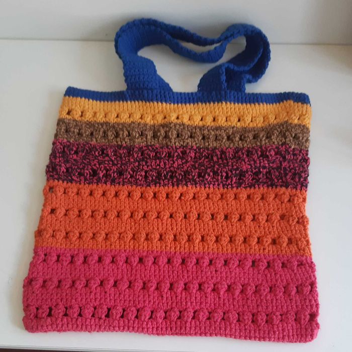 Saco Sacola Mala Crochê Artesanal Colorido Estimado