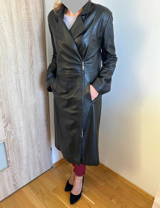 Płaszcz skórzany długi skóra naturalna.