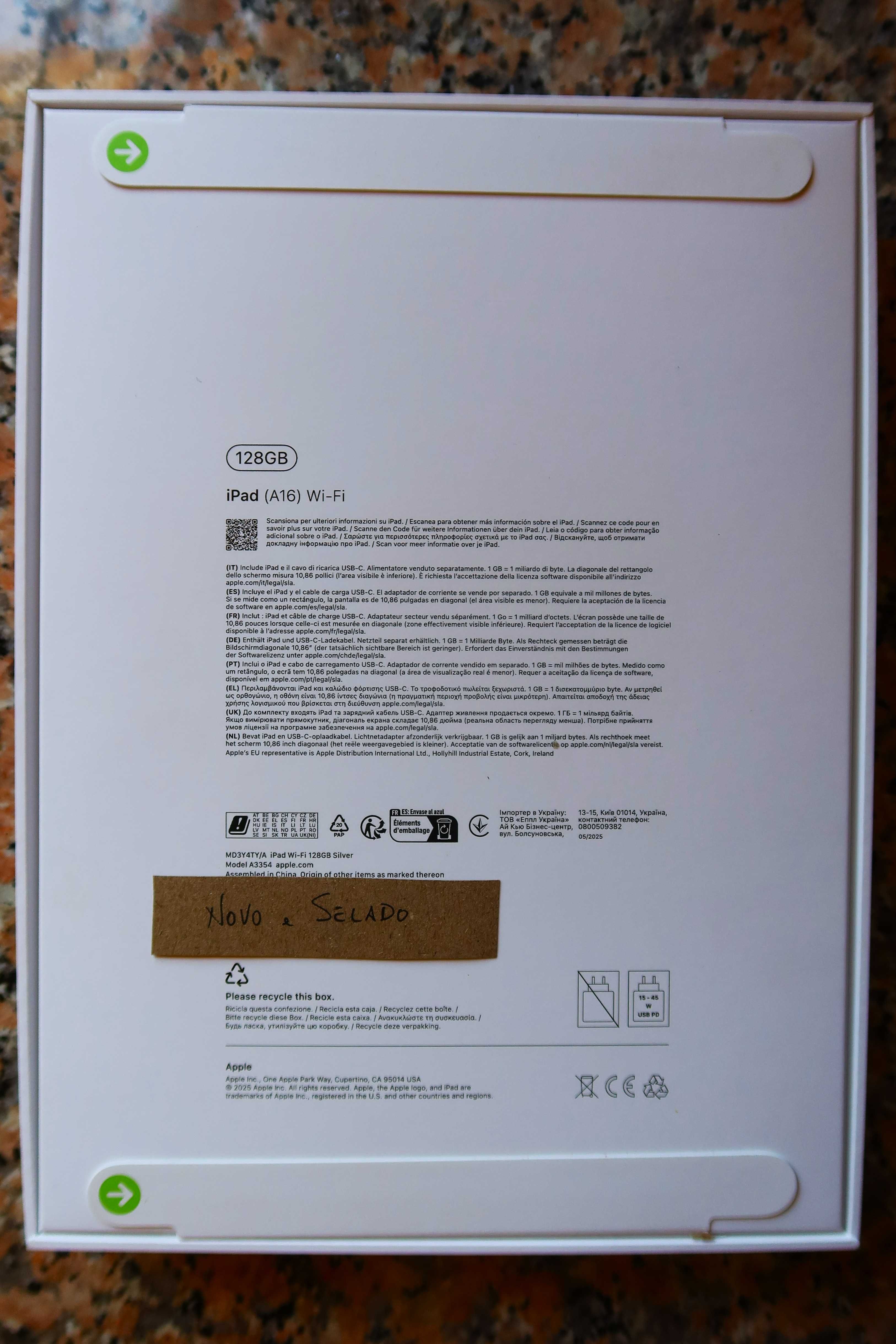 iPad (A16) Wi-Fi 128GB
NOVO - CAIXA SELADA