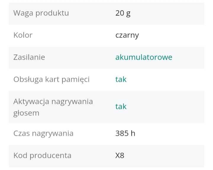 Dyskretny dyktafon w formie odtwarzacza MP3 z redukcją szumów