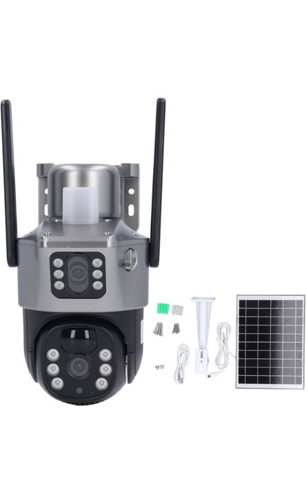 ПОТУЖНА 4G камера відеоспостереження 8MP с панеллю вулична V380Pro PTZ