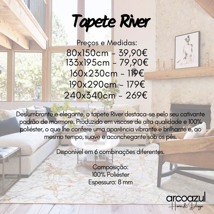 Tapete River Abstracto Dourado e Branco - 190x290cm By Arcoazul