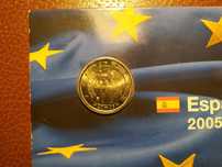 Postal com moeda de 2 euro de 2005 D. Quixote