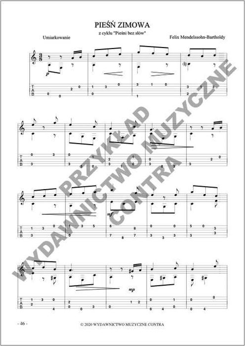 Łatwy Mendelssohn na gitarę fingerpicking (nuty + tabulatury)