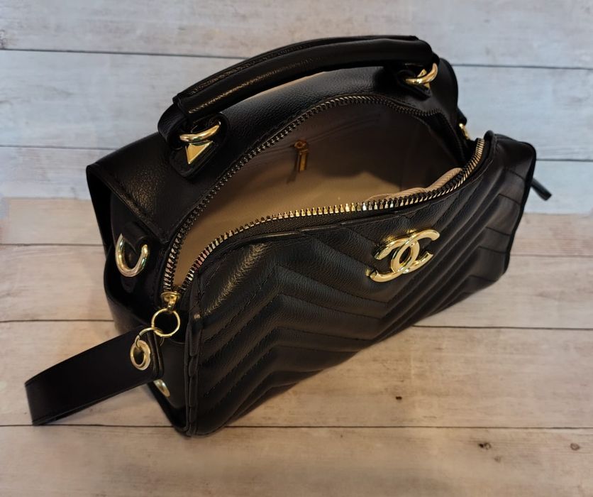 Сумочка жіноча чорна Chanel крос боді Шанель Безкоштовна доставка