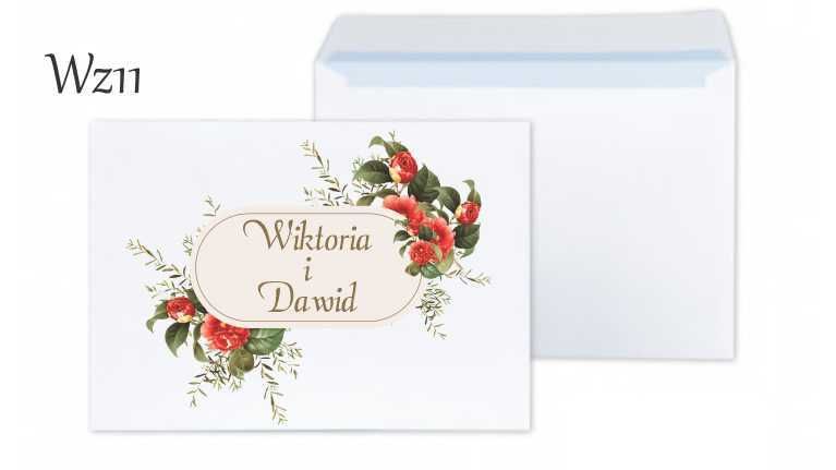 Koperta personalizowana na ŚLUB WESELE biała na zaproszenie z imionami