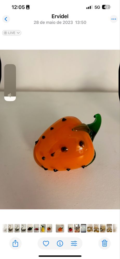 Conjunto de frutos em vidro