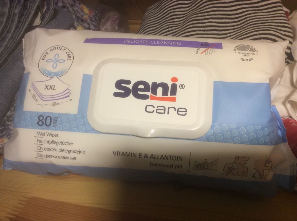 Вологі серветки великі Seni Care 80 шт. для осіб використ. памперси