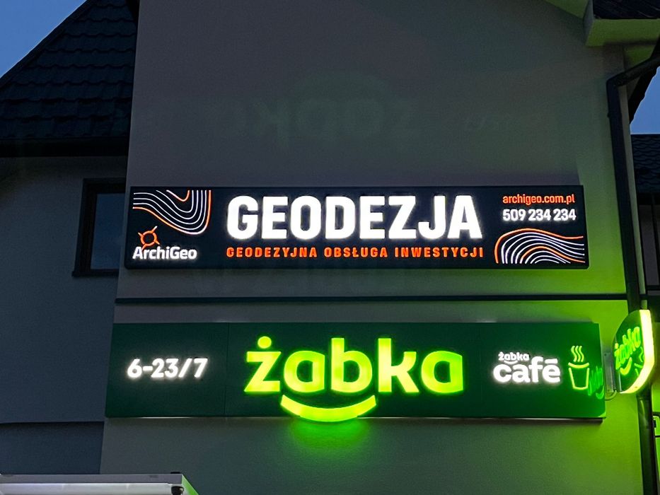 Kaseton świetlny LED 200x50cm reklamowy reklama dibond neon szyld alu
