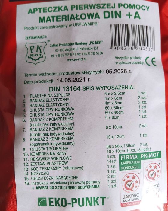 Apteczka pierwszej pomocy, samochodowa - NOWA
