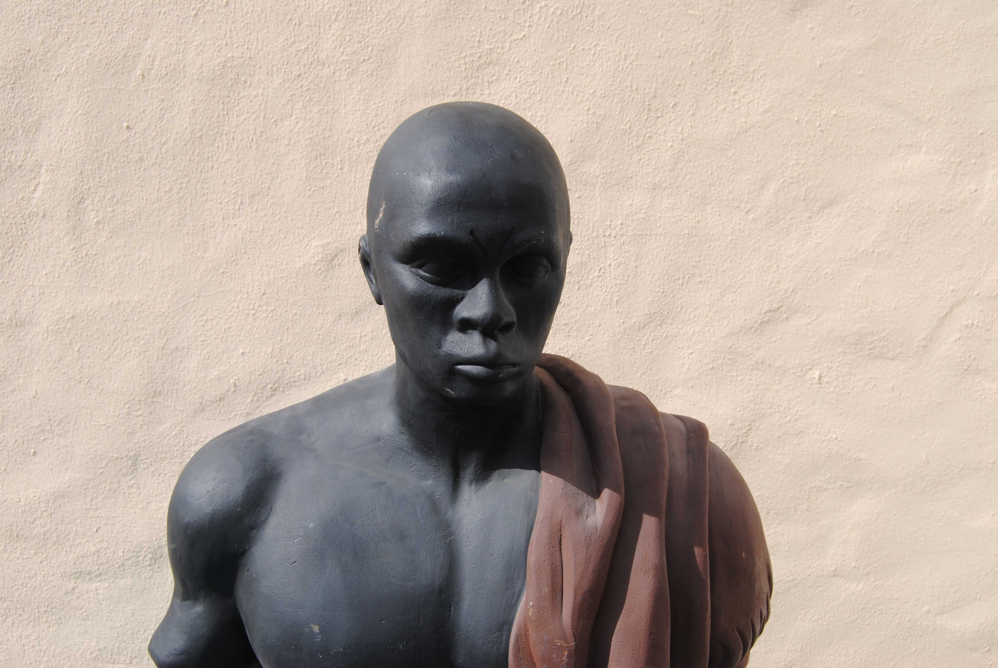 Grande busto homem africano em cerâmica, decoração, vintage