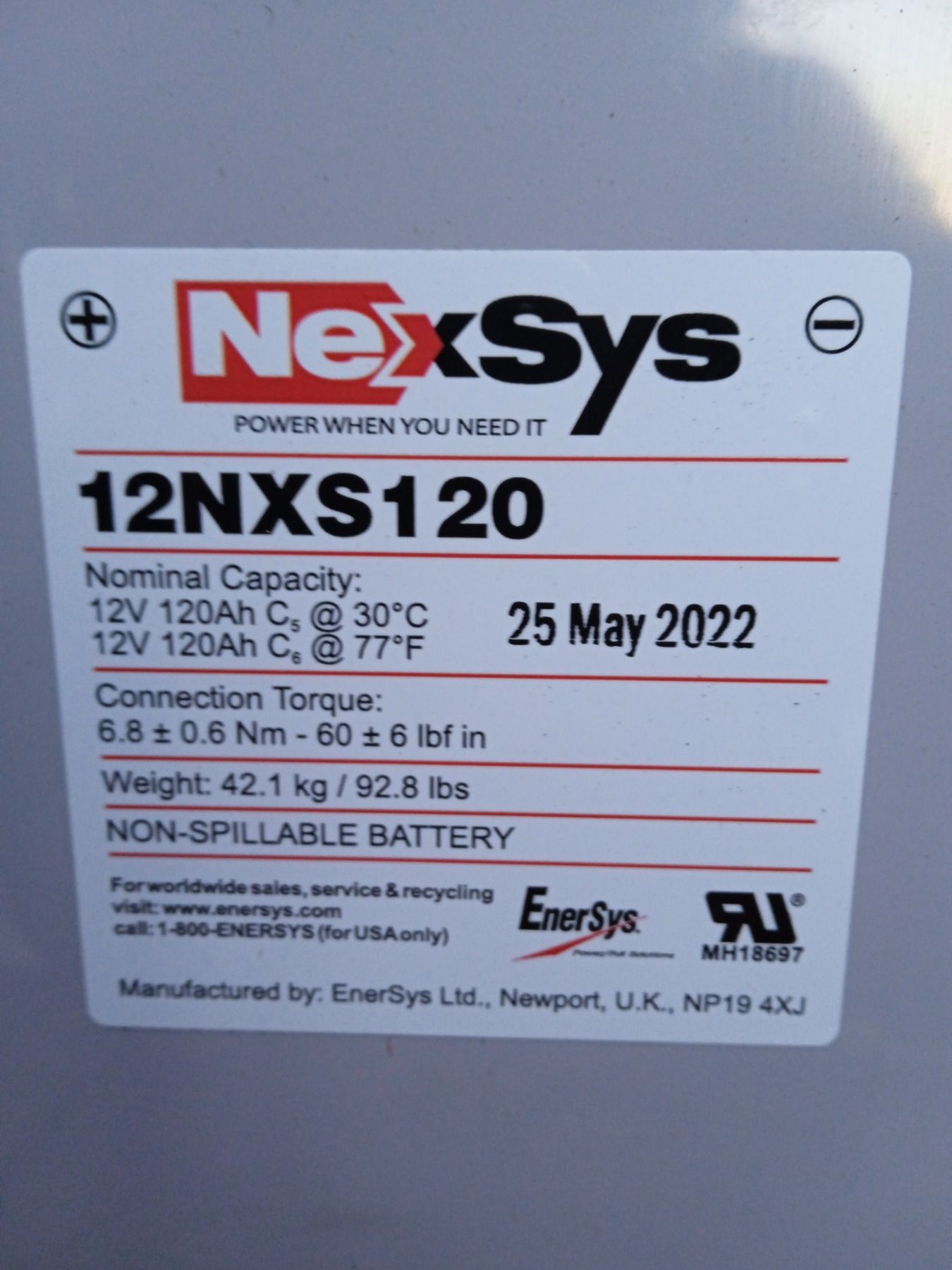 Быстро заряжаемый EnerSys NexSys 12NXS120