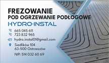 Frezowanie posadzki pod ogrzewanie podłogowe + montaż ogrzewania