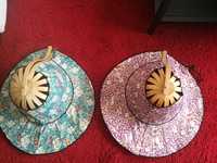 Chapéus de encolher vintage de bambu e pano