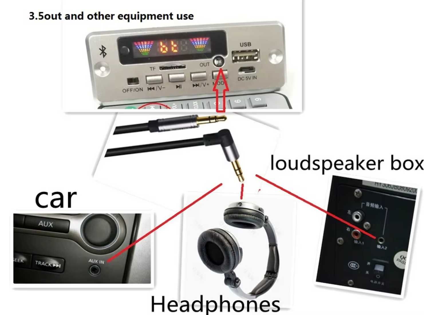 Модуль MP3 C УСИЛИТЕЛЕМ 5V 2*3W USB, SD, FM BLUETOOTH с микрофоном