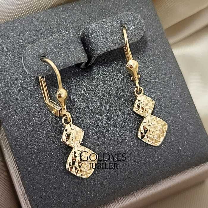 Złote kolczyki DIAMENTOWANE próba 585