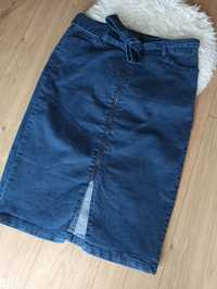 Granatowa jeansowa spódnica midi za kolano zasuwak Beloved L/40 XL/42