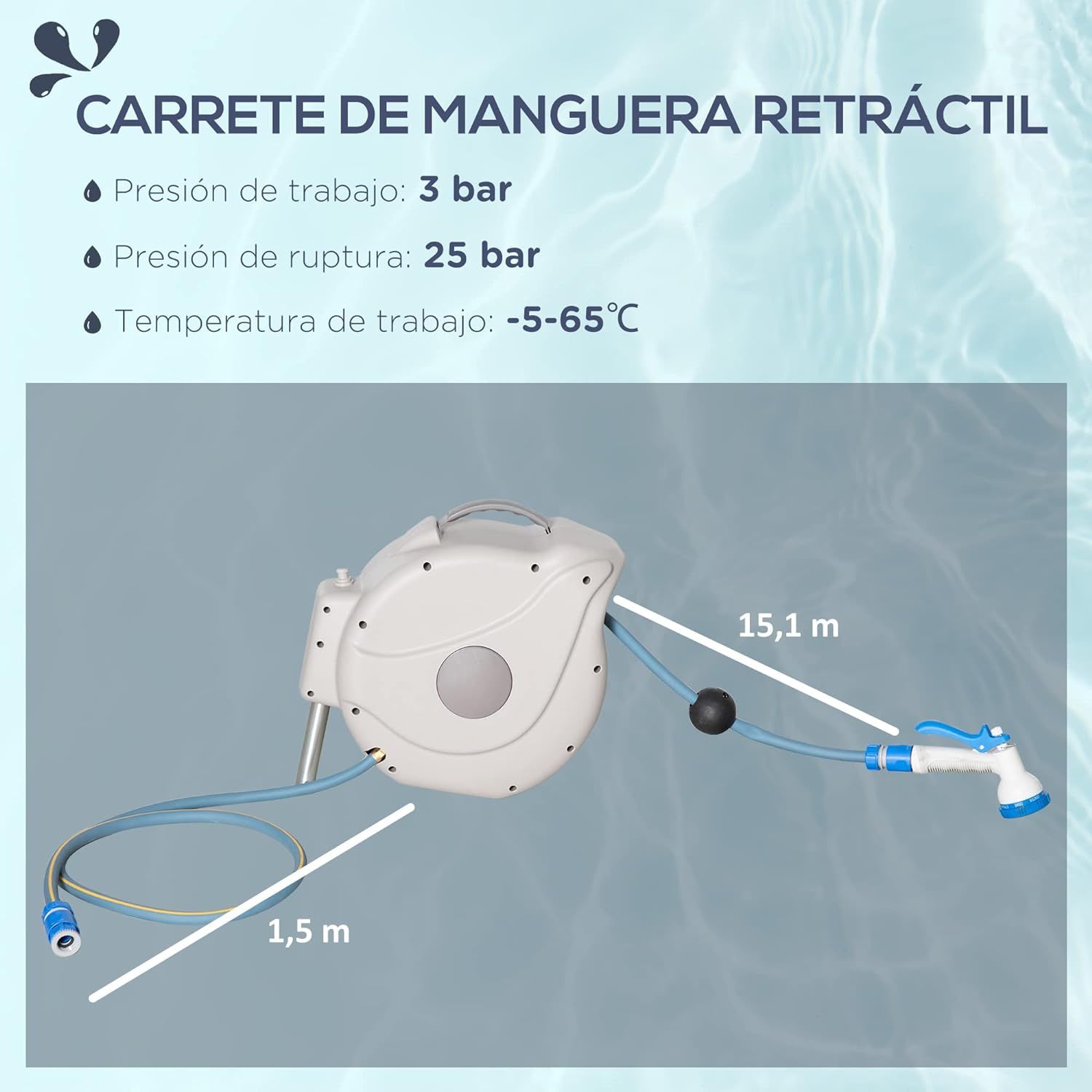 Até dia 30/4 Enrolador automático de mangueira 15M