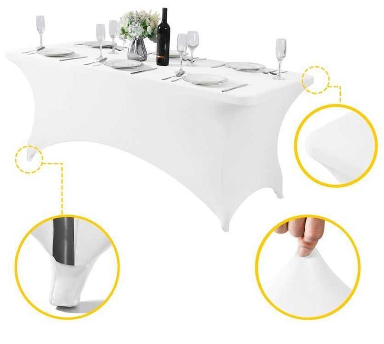 Obrus uniwersalny pokrowiec na stół cateringowy 180 cm 6FT biały