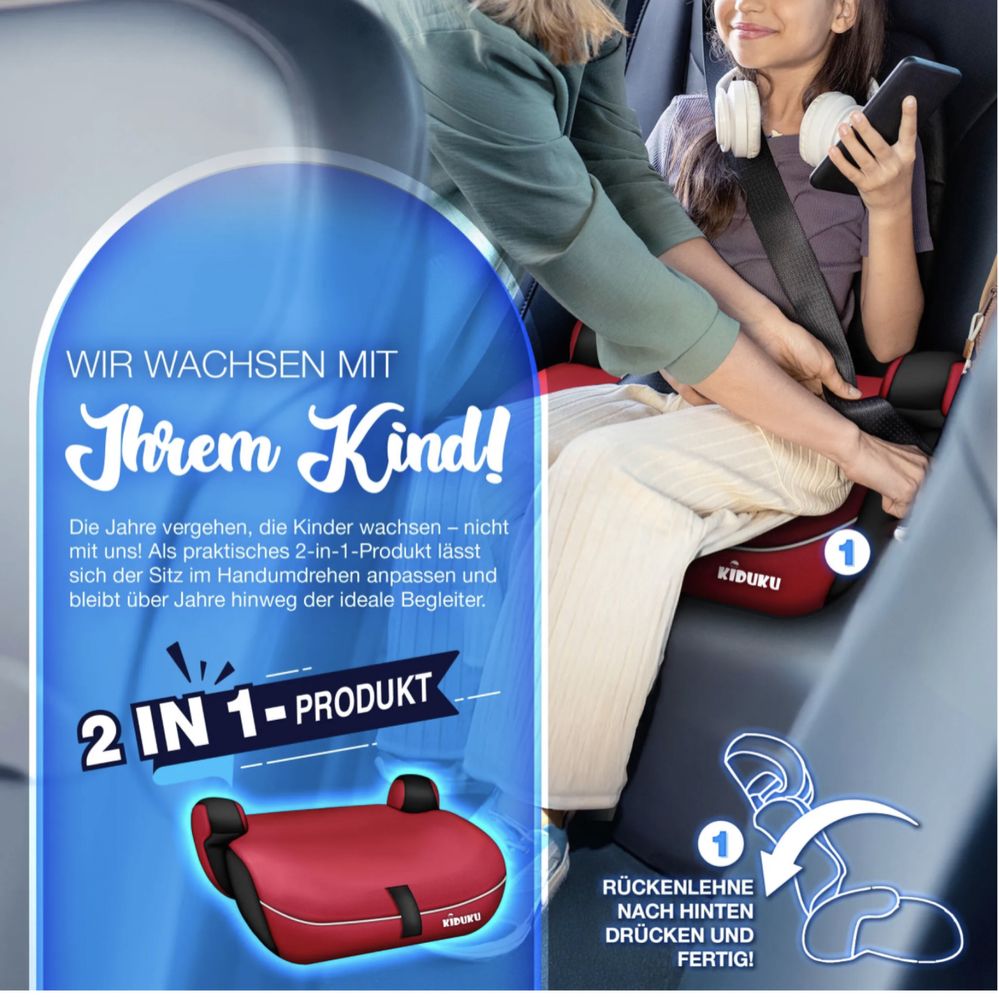 KIDUKU® fotelik samochodowy dla dziecka 9-36 kg
