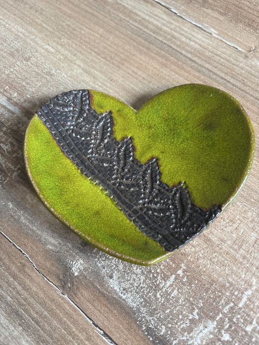 Talerzyk zielony serce Handmade