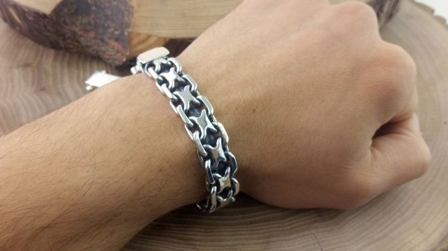 Серебряный браслет  ЯКОРЬ х 2  Серебро 925 пр Вес 70 грамм Новый.