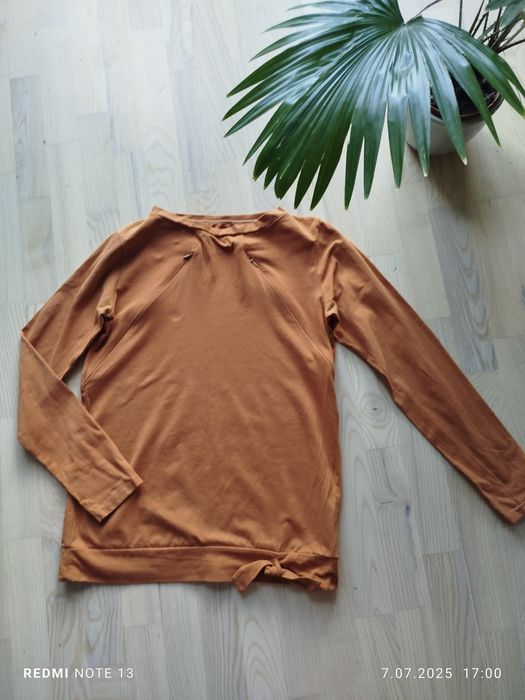 Pomarańczowy rudy cienki sweter ciążowy mama mom maternity do karmieni