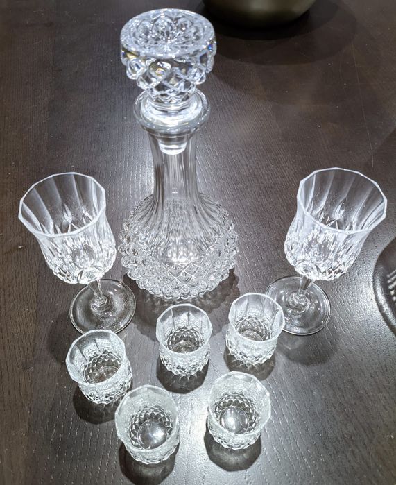 Conjunto  de Garrafa Licoreiro com 5  copos em Cristal D'Arques