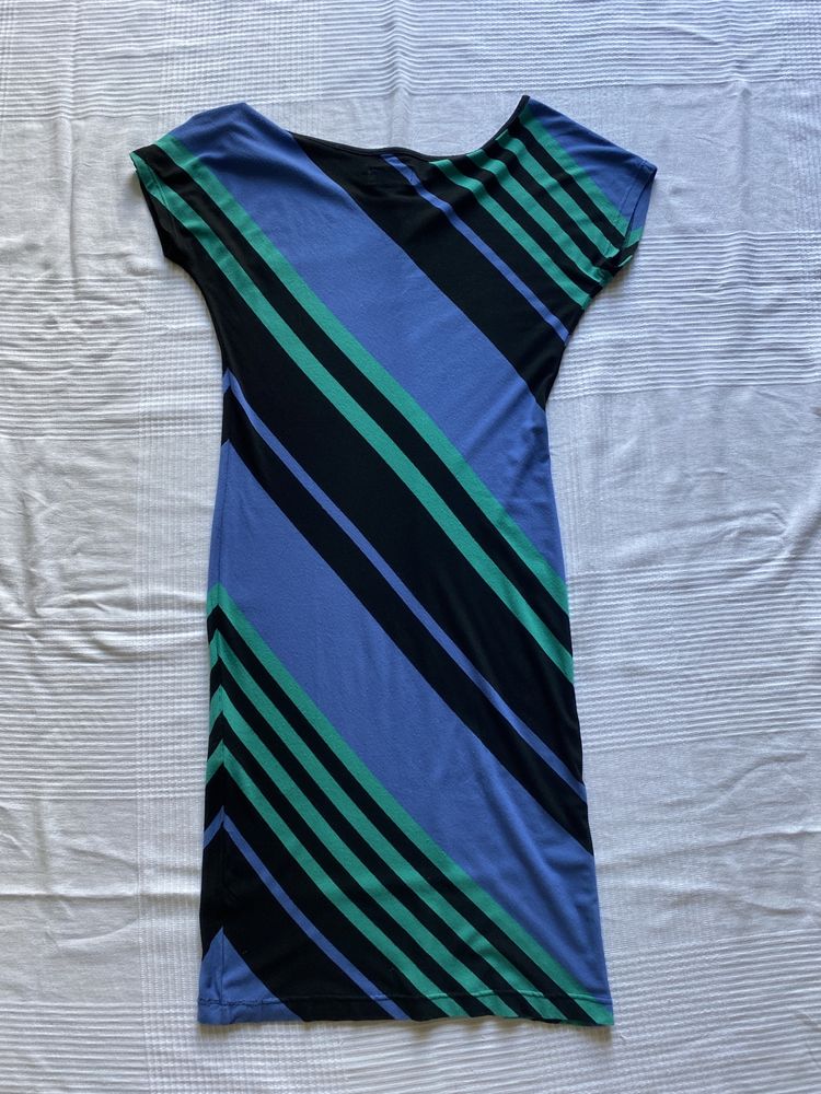 Sukienka Simple letnia MIDI w paski obcisła rozmiar 36 / 38 niebieska