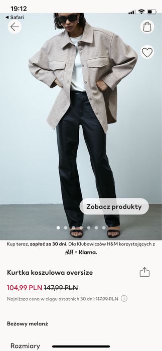 H&M Kurtka koszulowa oversize rozm M