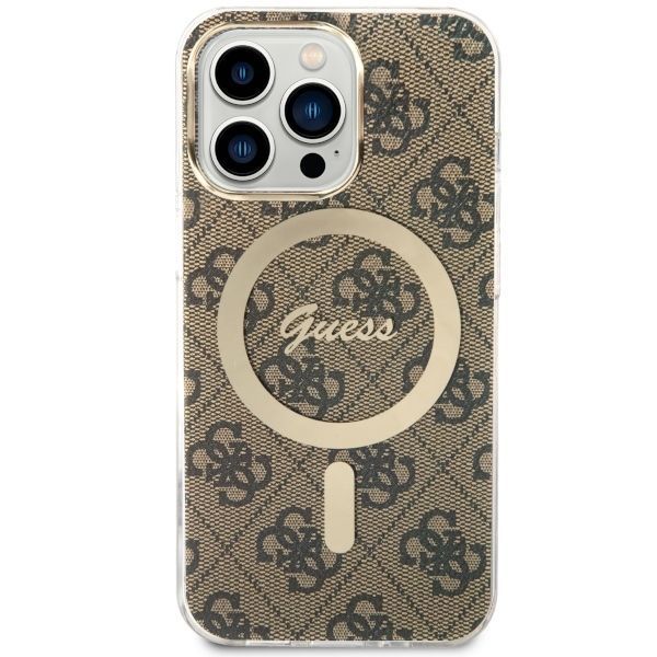 Etui na iPhone 13 Pro / 13 6.1" Guess 4G MagSafe Brązowy