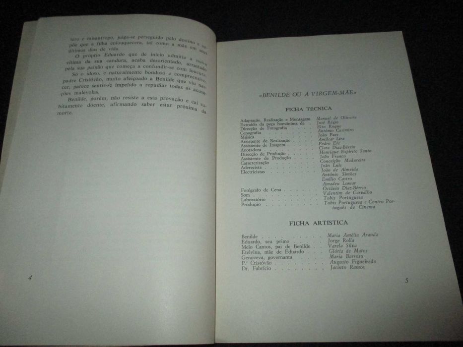 Livro Benilde ou A Virgem-Mãe no filme de Manoel de Oliveira Régio