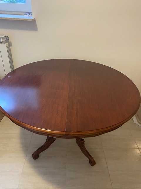 Stół drewniany okrągły rzeźbiony noga Antyk elegancki 120cm rozkładany