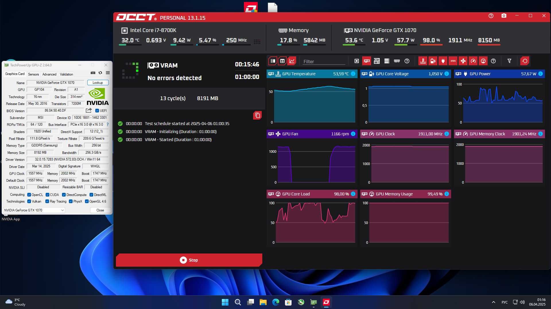 Відеокарта MSI GTX 1070  Armor 8G OC
