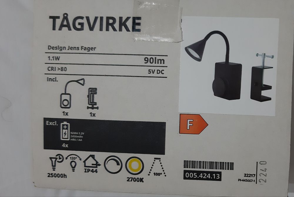 Candeeiro de secretária, novo, na embalagem original, marca IKEA