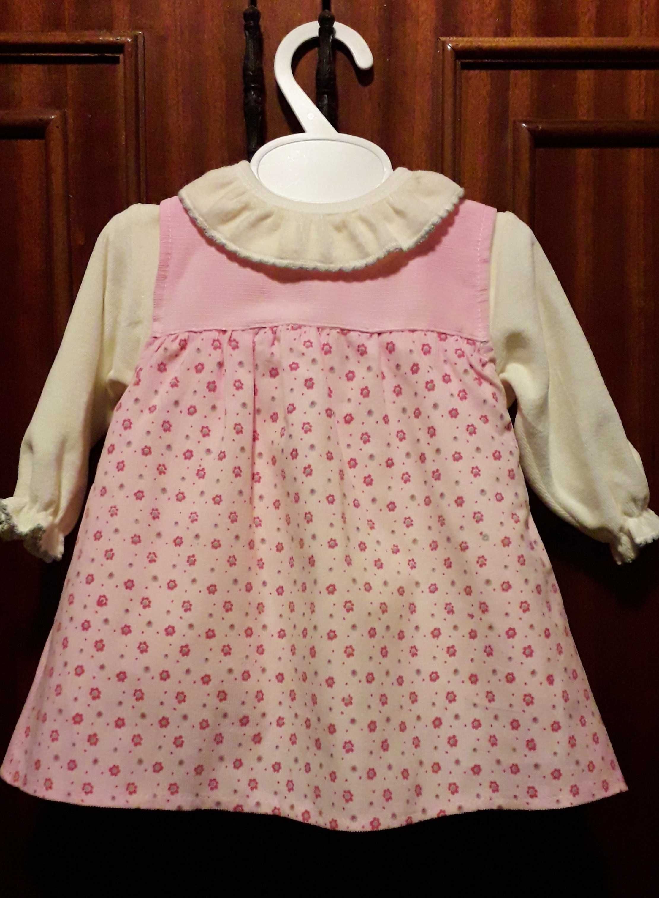 Vestido Cor-de-Rosa + Camisa – 2 meses. Novo!