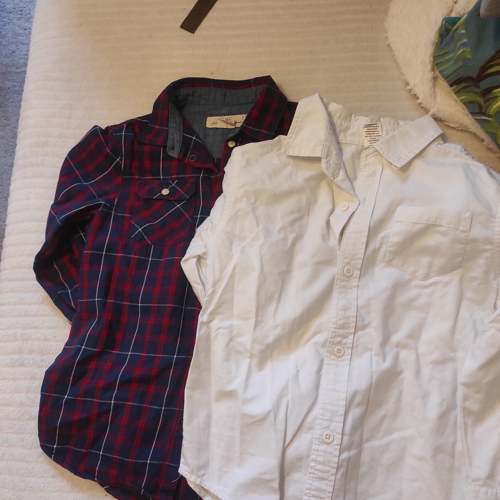 Koszula biała i koszula w kratkę h&m 128