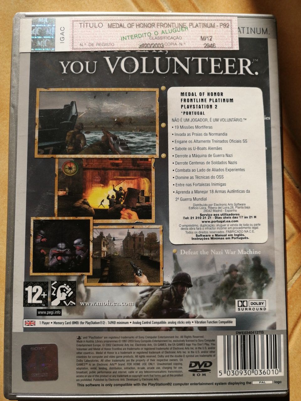 PS2 jogo Medal of Honor
