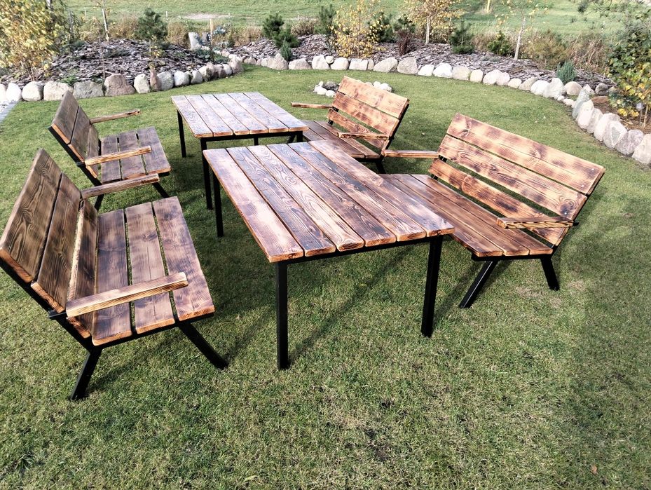 Komplet dwie ławki i stolik